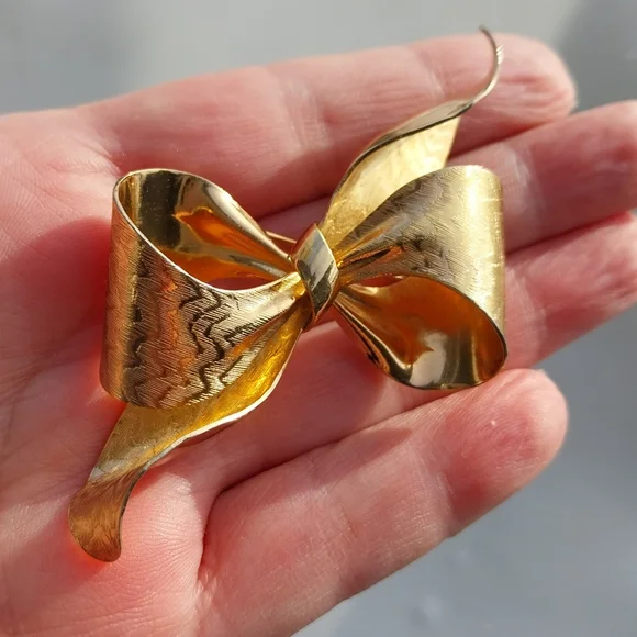 Vintage Gold Planted  Bow Brooch - Picture 8 of 15